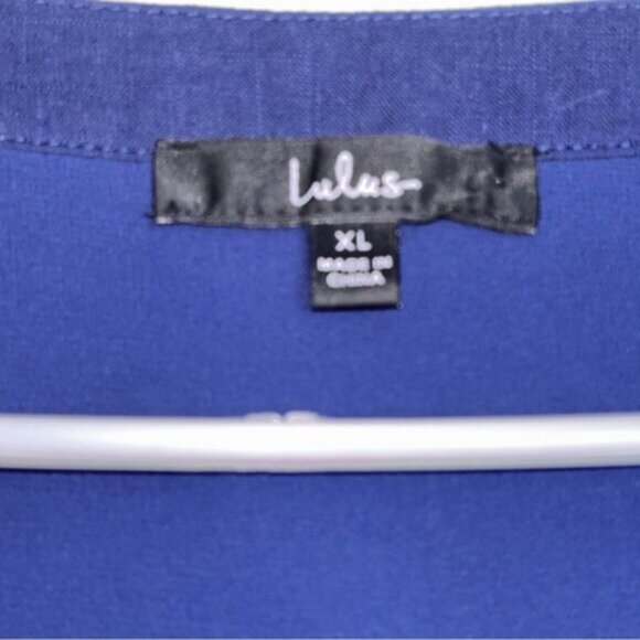 Lulu’s Women’s XL Navy Blue Button-Down Dress Lined Flutter Sleeves Vneck - Picture 2 of 8